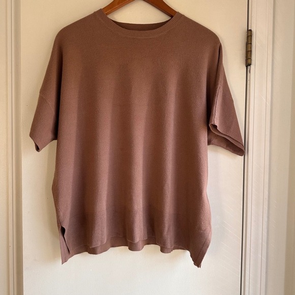 Splendid Brown Crew Neck Knit Short Sleeve Sweater Top XS Pullover - Picture 1 of 8